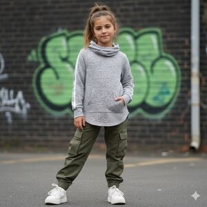 Urban Kids Girl's Size M (10-12) Gray Lightweight Knit Hooded Sweater